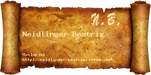 Neidlinger Beatrix névjegykártya